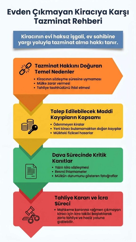 Evden çıkmayan kiracıya tazminat süreci
