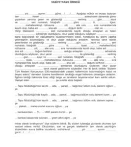 vasiyetname nasıl yazılır